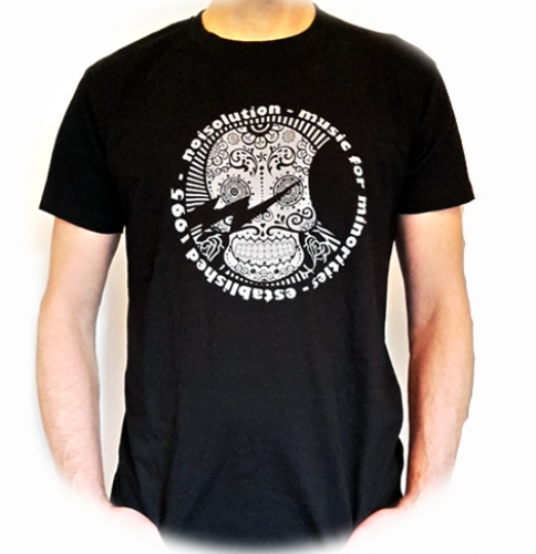 Noisolution T-Shirt / schwarz mit silbergrauem Druck