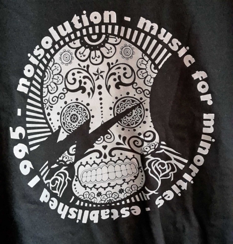 Noisolution T-Shirt / schwarz mit silbergrauem Druck