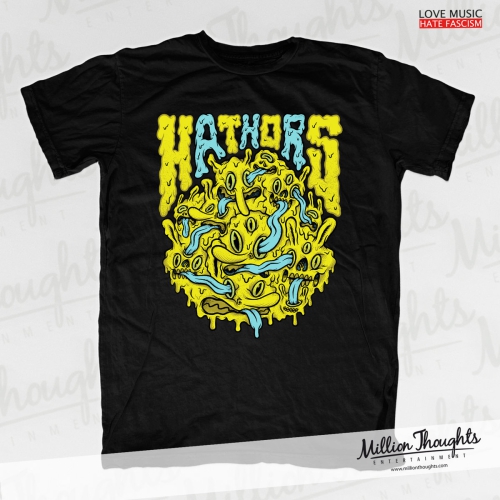 Hathors - T-Shirt - Schwarz mit Gelb/Blau Druck